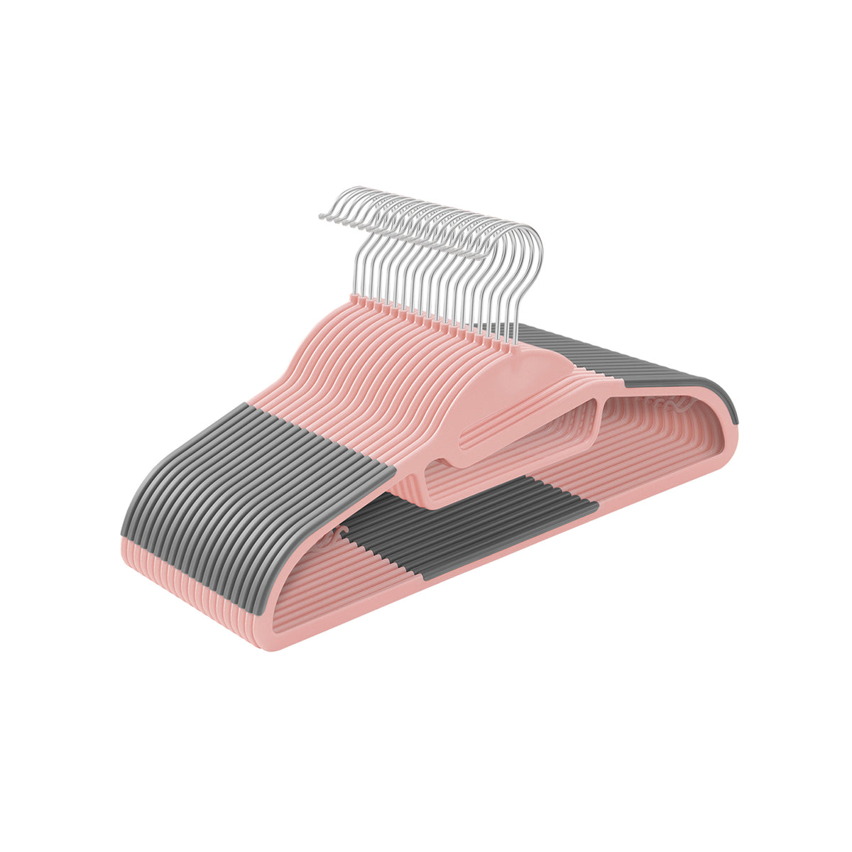 SONGMICS 50 stuks kleerhangers van kunststof, met U-vormige opening, ruimtebesparend, dikte 0,5 cm, breedte 41,5 cm, 360 graden draaibare haak, kleur wit CRP041W05