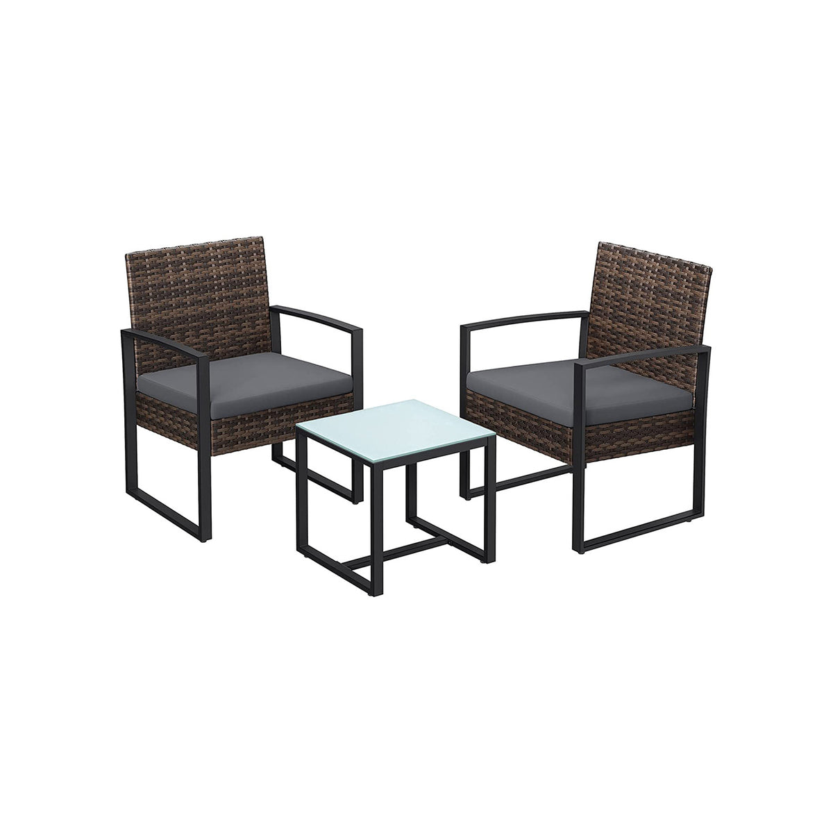SONGMICS Tuinmeubelset, balkonmeubels, 2 schommelstoelen met tafel
