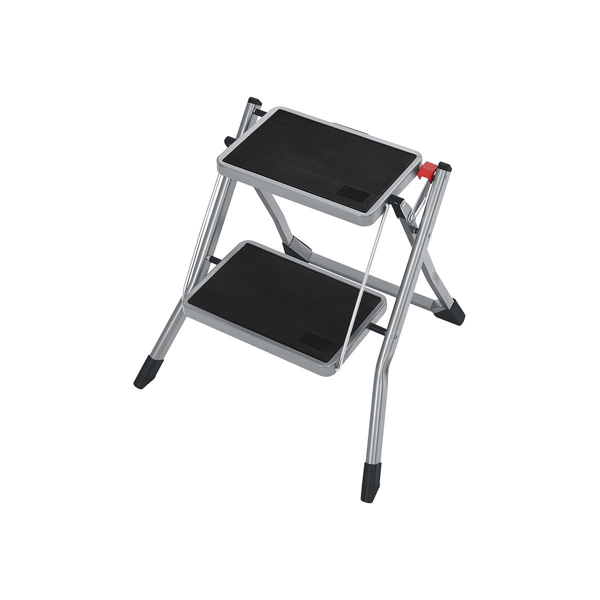 SONGMICS Trapladder met 2 treden, inklapbaar, treebreedte 20 cm, antislip rubber, met handgreep, belasting 150 kg, staal, grijs en zwart GSL002GY01 SONGMICS Trapladder met 2 treden, inklapbaar, treebreedte 20 cm, antislip rubber, met handgreep, belasting 150 kg, staal, grijs en zwart GSL002GY01
