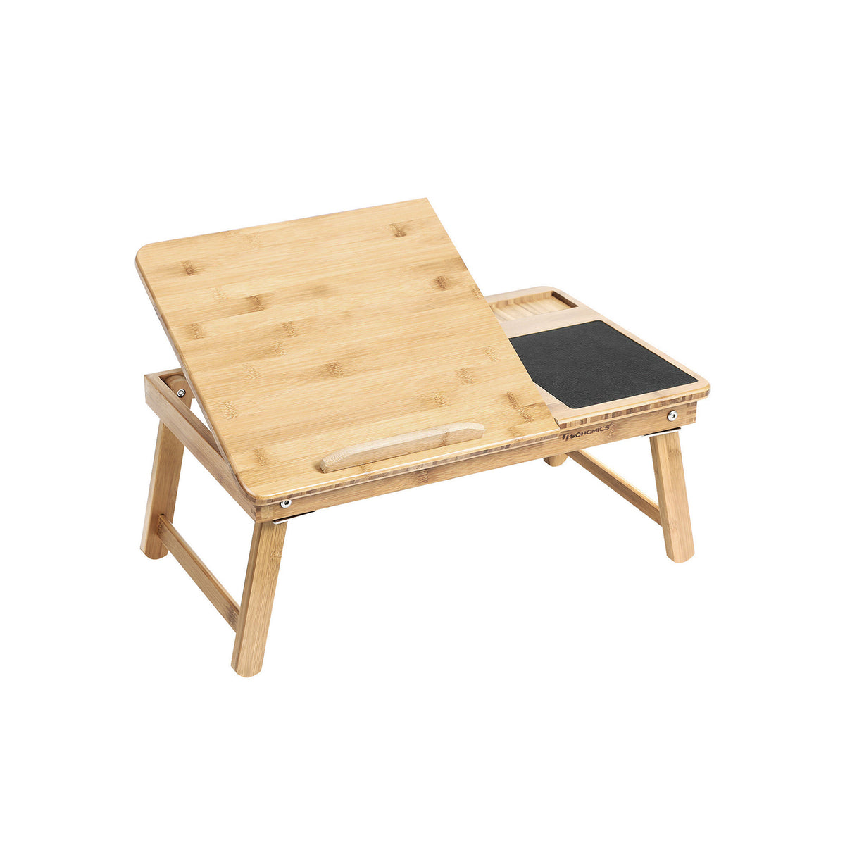 SONGMICS Laptoptafel, bedbureau met verstelbare hoek en hoogte, opvouwbare standaard voor laptop tot 15,6 inch, voor werken, lezen, ontbijt, bamboe, lade, inktzwart LLD105BE01 SONGMICS Laptoptafel, bedbureau met verstelbare hoek en hoogte, opvouwbare standaard voor laptop tot 15,6 inch, voor werken, lezen, ontbijt, bamboe, lade, inktzwart LLD105BE01