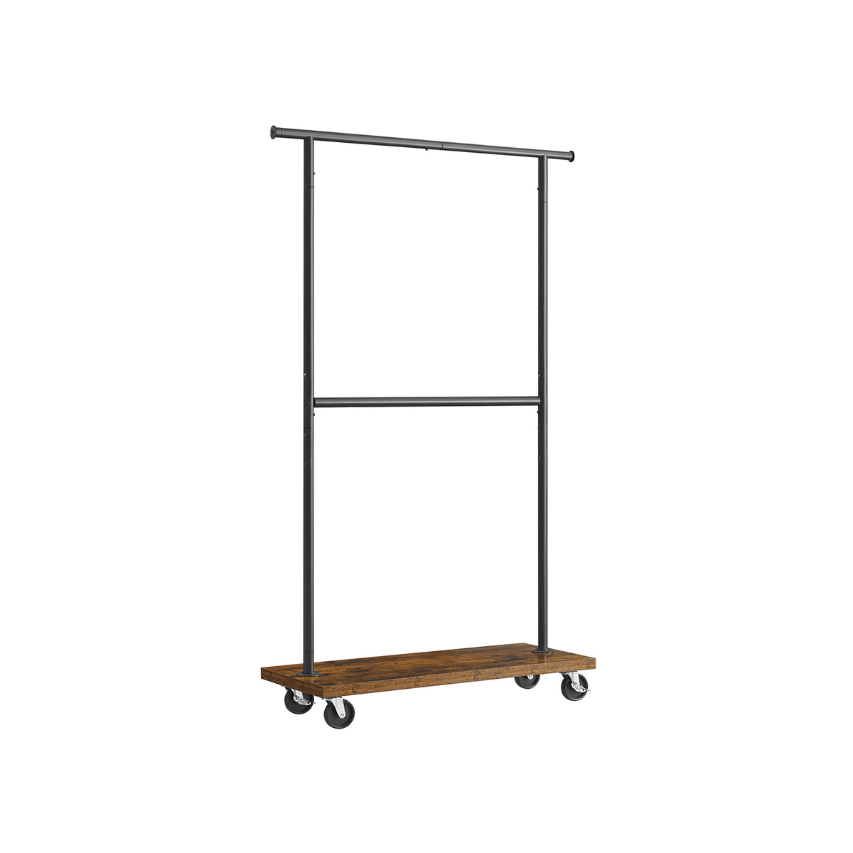 VASAGLE Clothes Rack Extendable Clothes Rack with 2 Poles, Hose Style, Industrial Style, Rustic Brown and Black RGR110B01 VASAGLE Clothes Rack Extendable Clothes Rack with 2 Poles, Hose Style, Industrial Style, Rustic Brown and Black RGR110B01