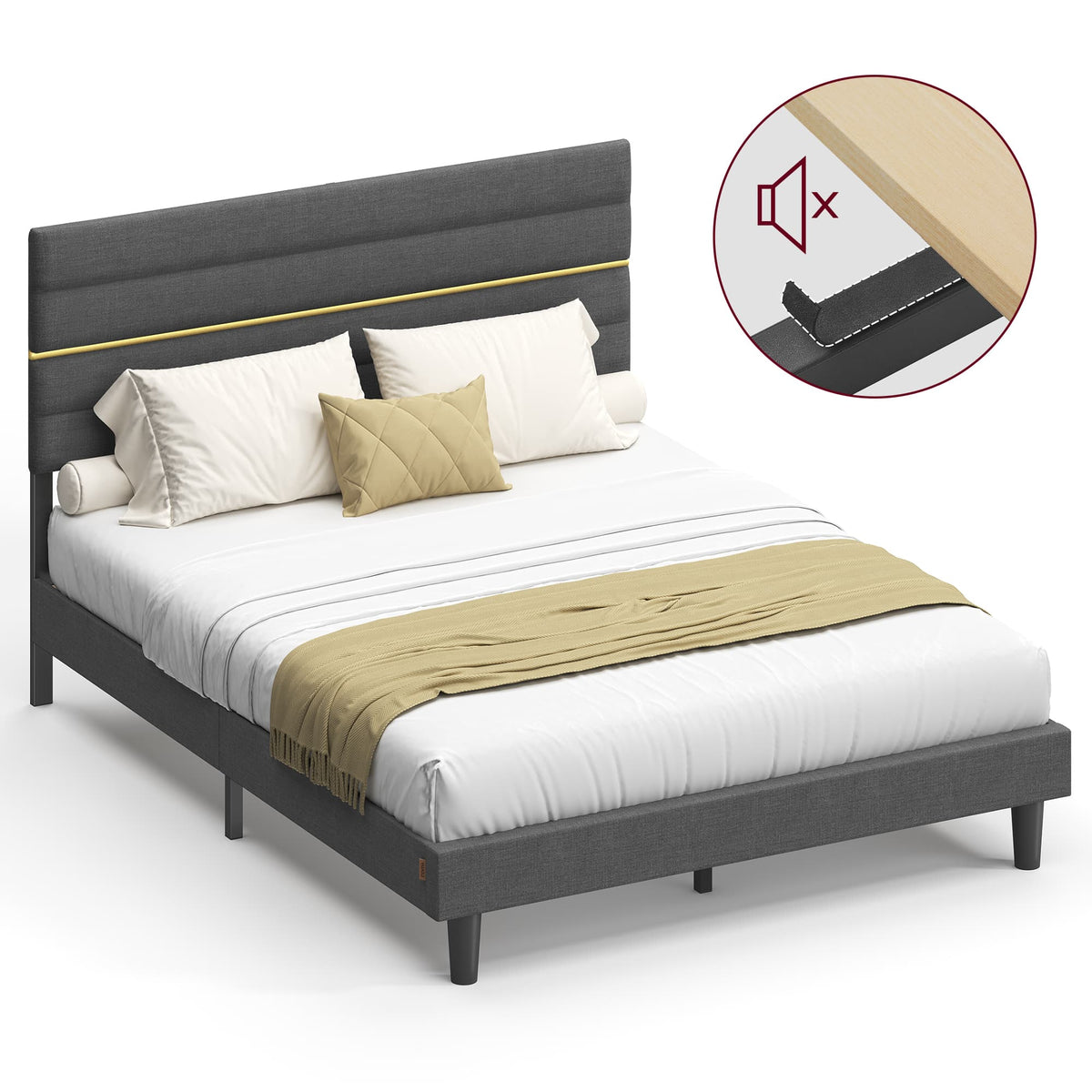 VASAGLE Bedframe van metaal, voor matrassen van 160 x 200 cm VASAGLE Bedframe van metaal, voor matrassen van 160 x 200 cm