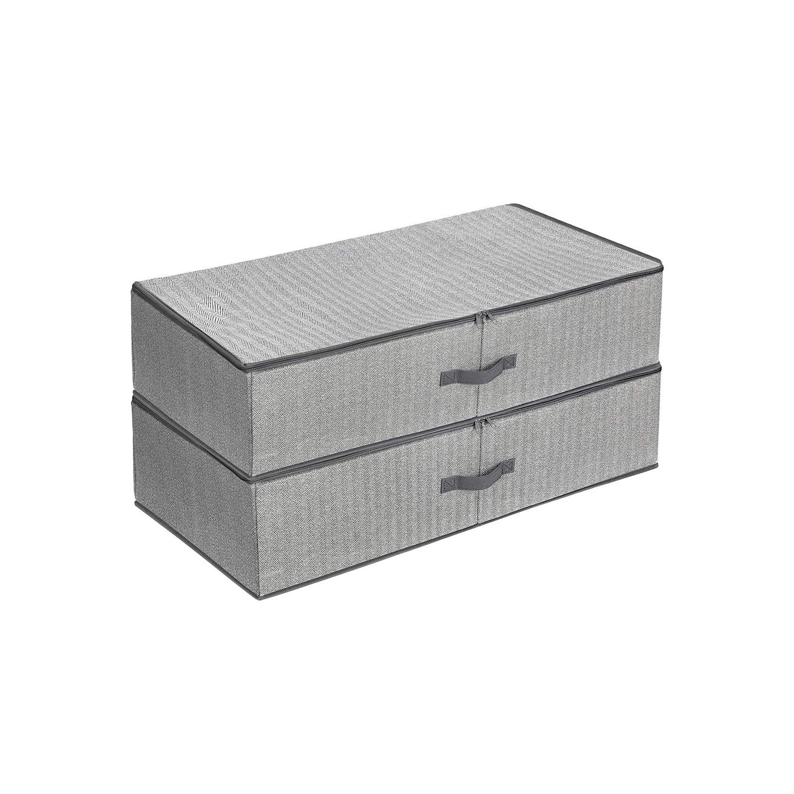 homyfort XAUBSB2P, 2 stuks onderbed-commode voor schoenen met doorzichtig deksel, sterke opbergkist voor schoenenopslag met 12 vakken, linnen zwart, 2 stuks