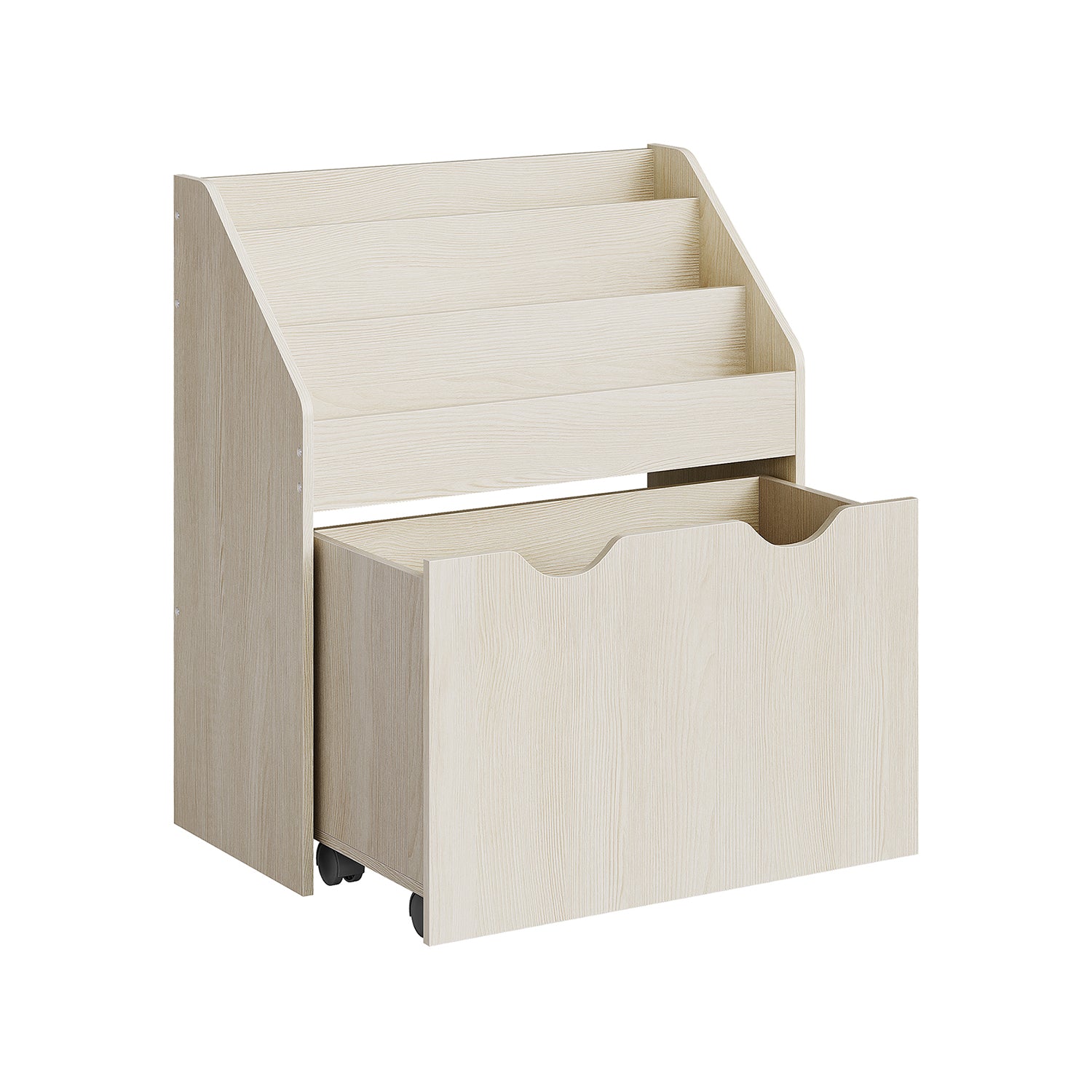 Speelgoedplank met 3 planken op wielen, havermoutbeige