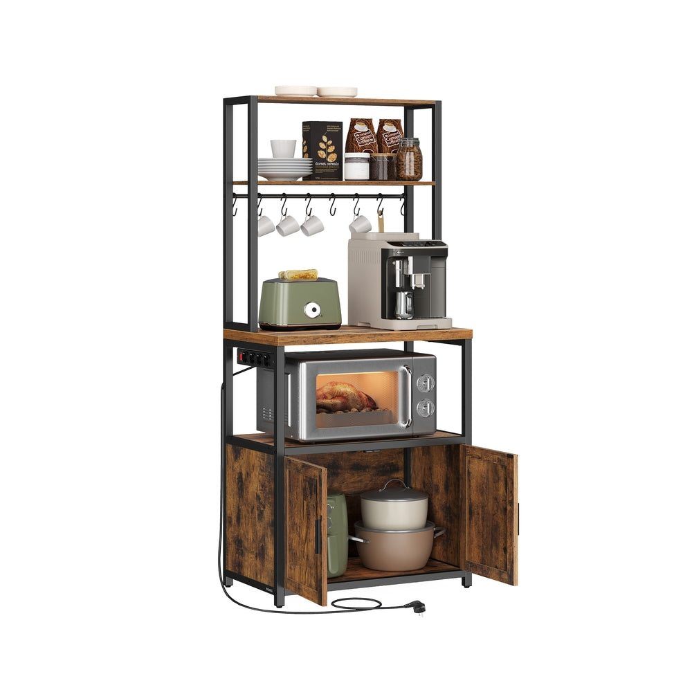 Keukenrek met kast en stopcontacten Vintagebruin-zwart