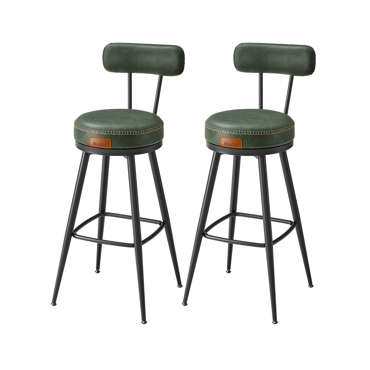 EKHO Collectie - Barstoelen set van 2 met draaibare rugleuning, bosgroen
