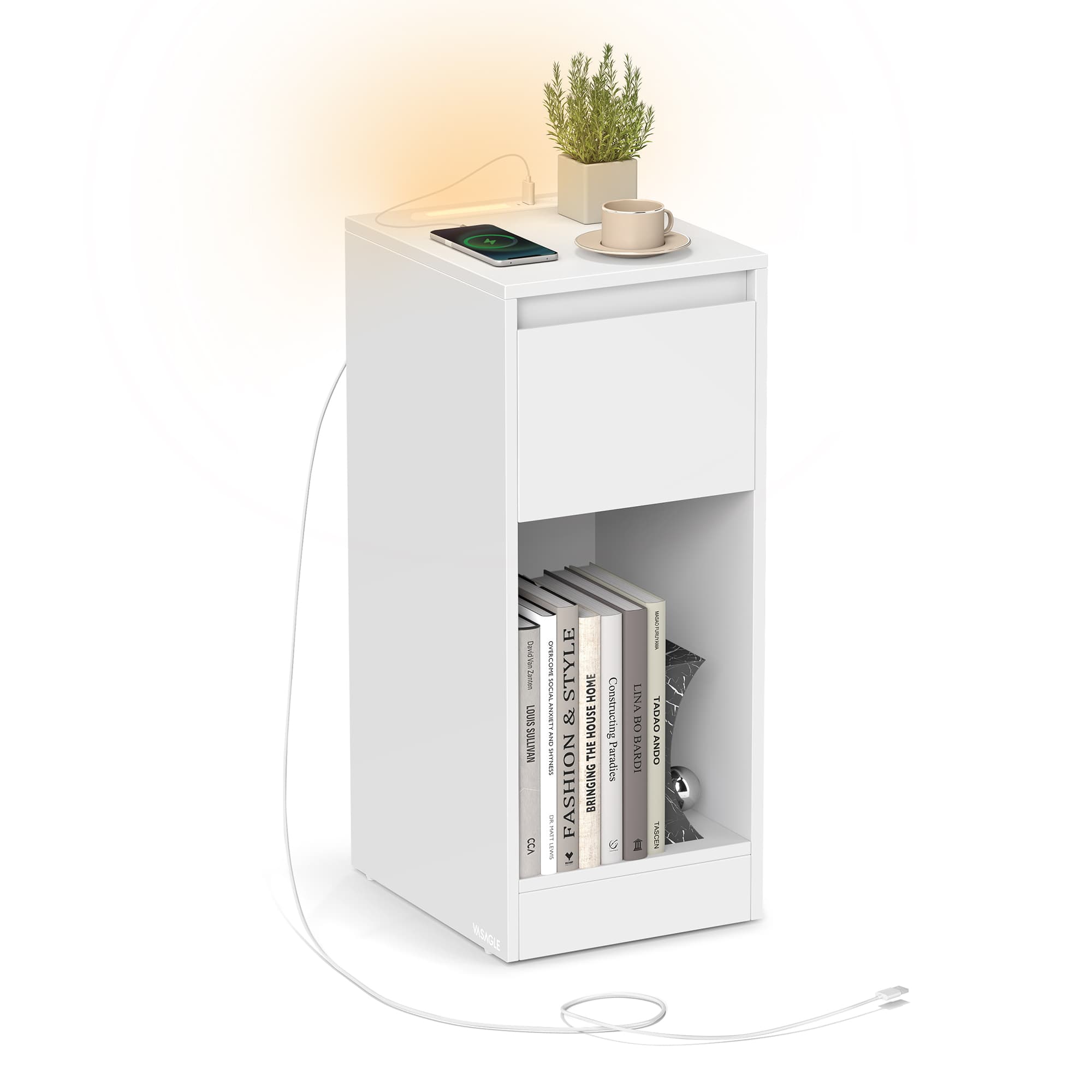 Nachtkastje met ledverlichting en usb aansluitingen