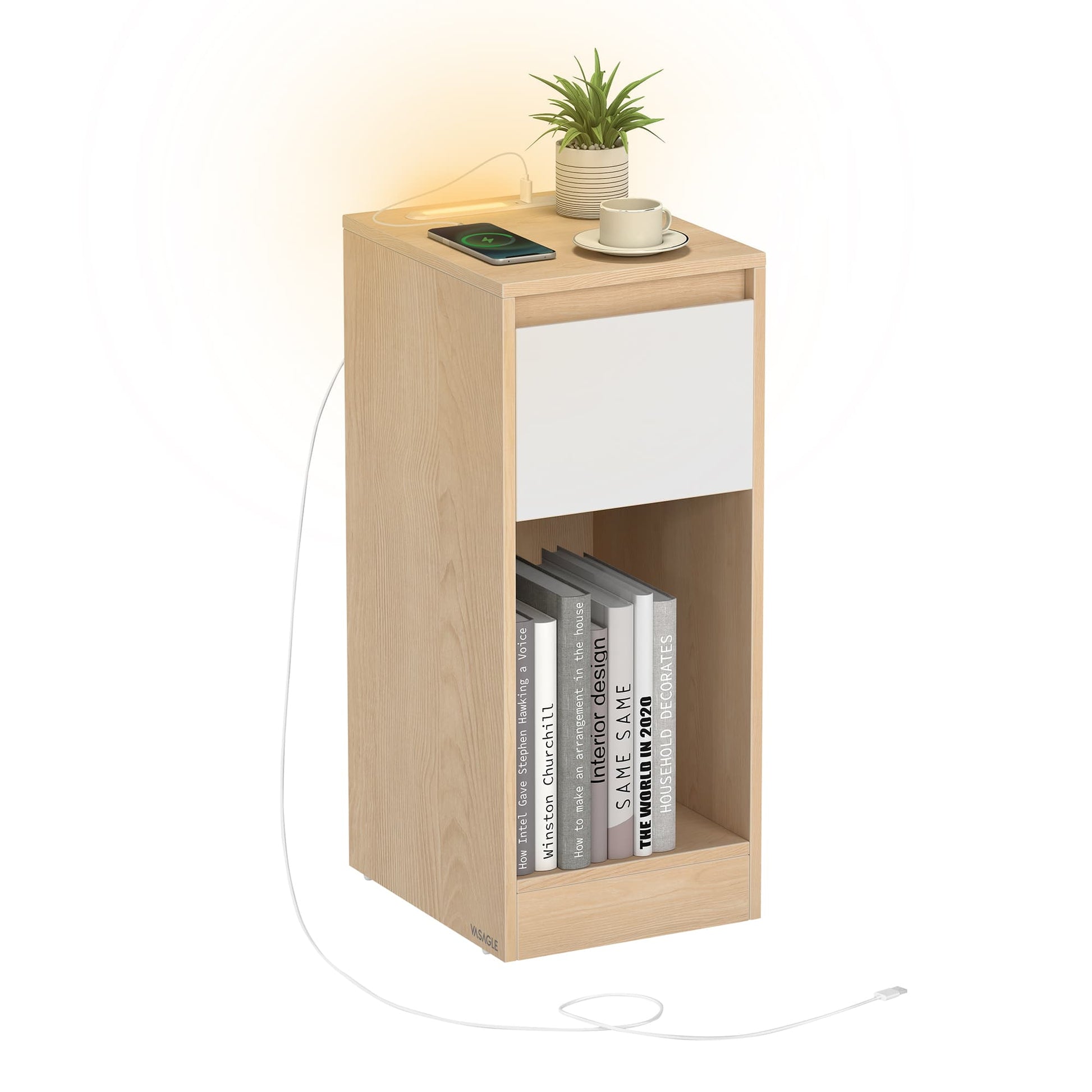 Nachtkastje met ledverlichting en usb aansluitingen