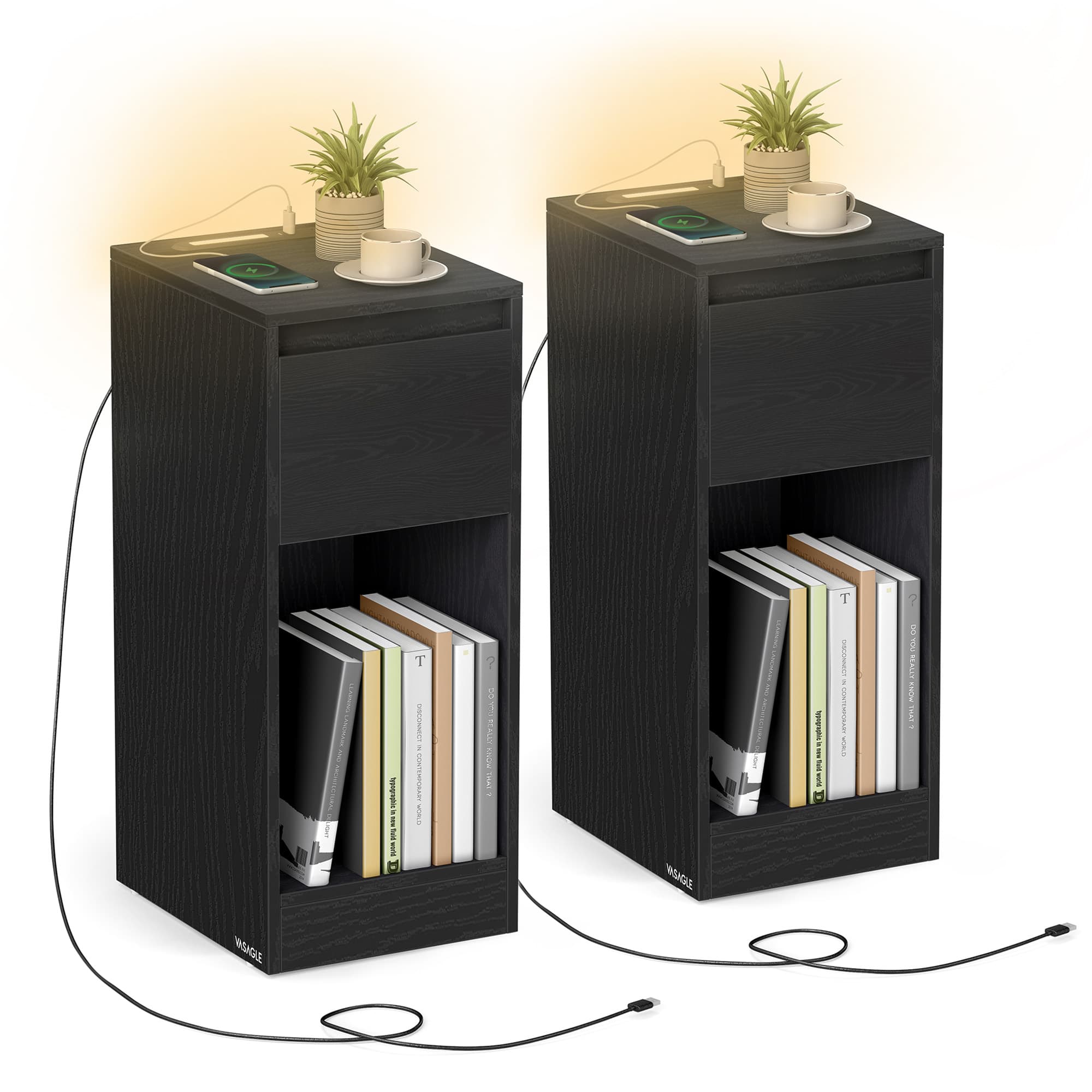 Nachtkastje met ledverlichting en usb aansluitingen