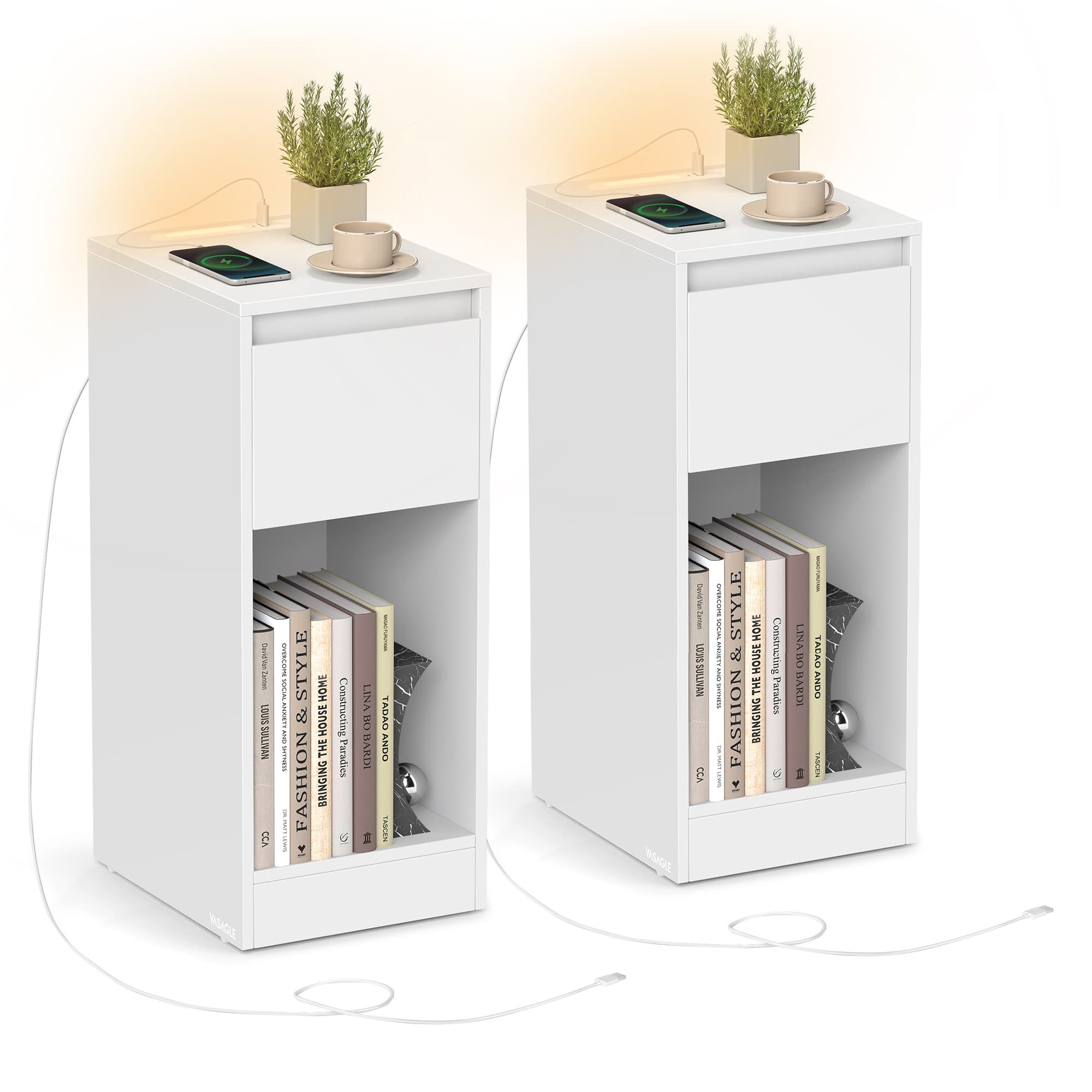Nachtkastje met ledverlichting en usb aansluitingen