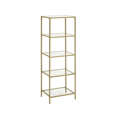 Smalle glasplank met stalen frame
