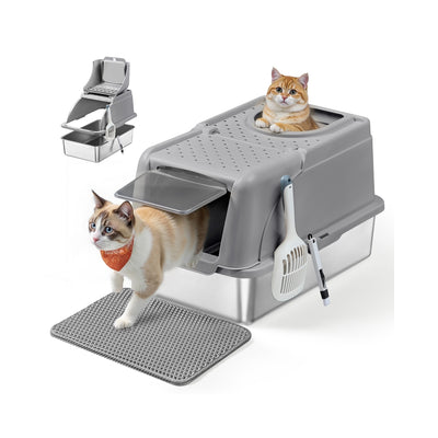 Kattenbak met draaideksel en lekvrije constructie Duifgrijs