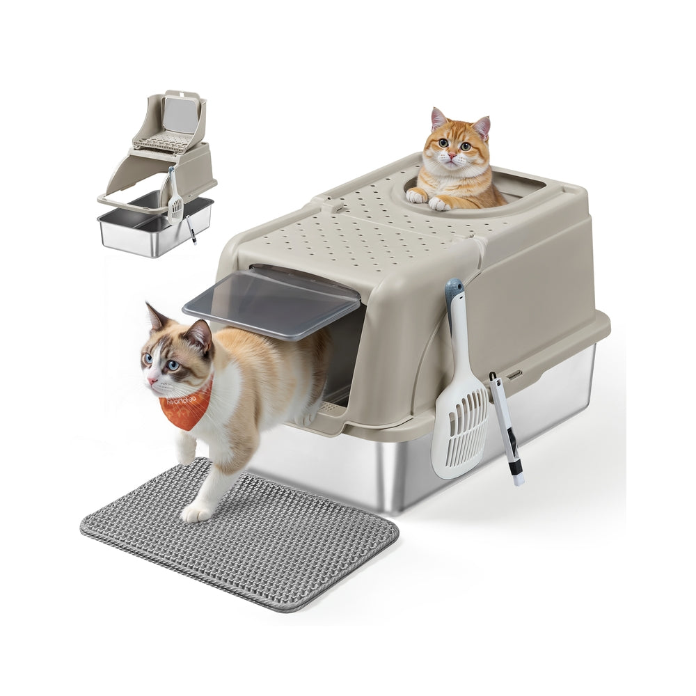 Kattenbak met draaideksel en lekvrije constructie Cappuccino Beige