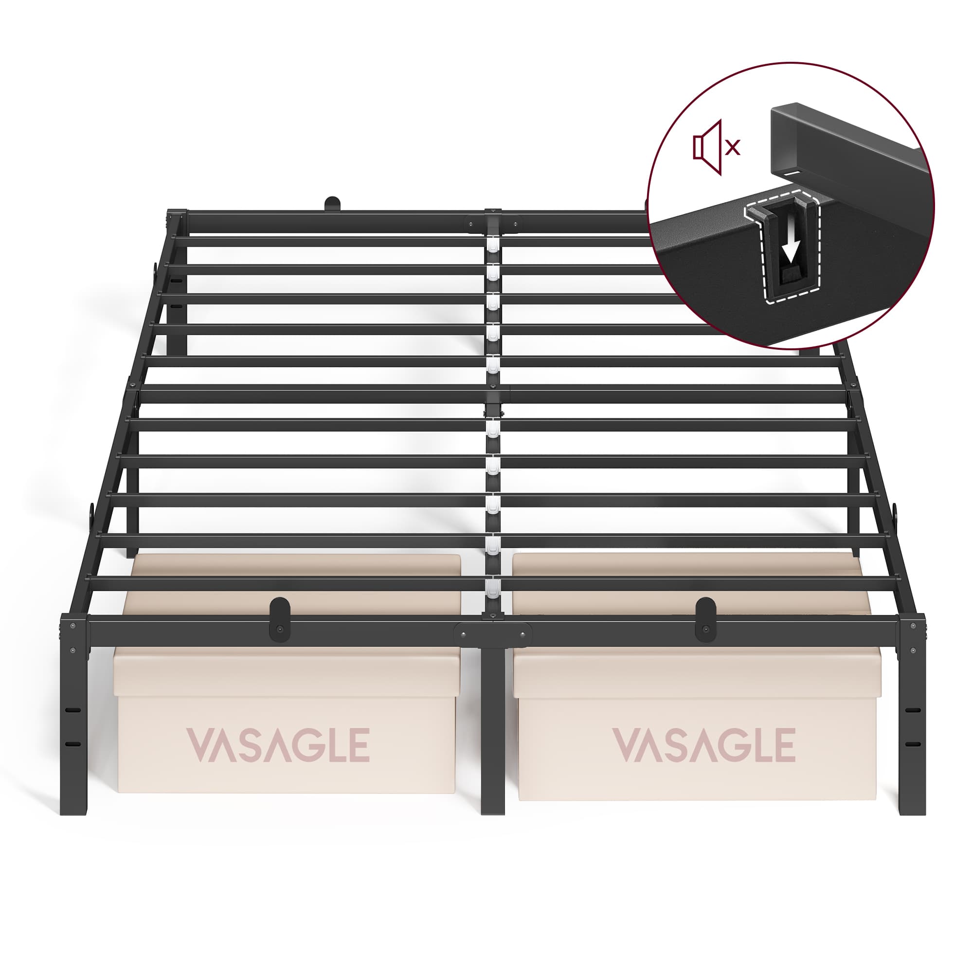 Metalen tweepersoonsbedframe met opbergruimte eenvoudig