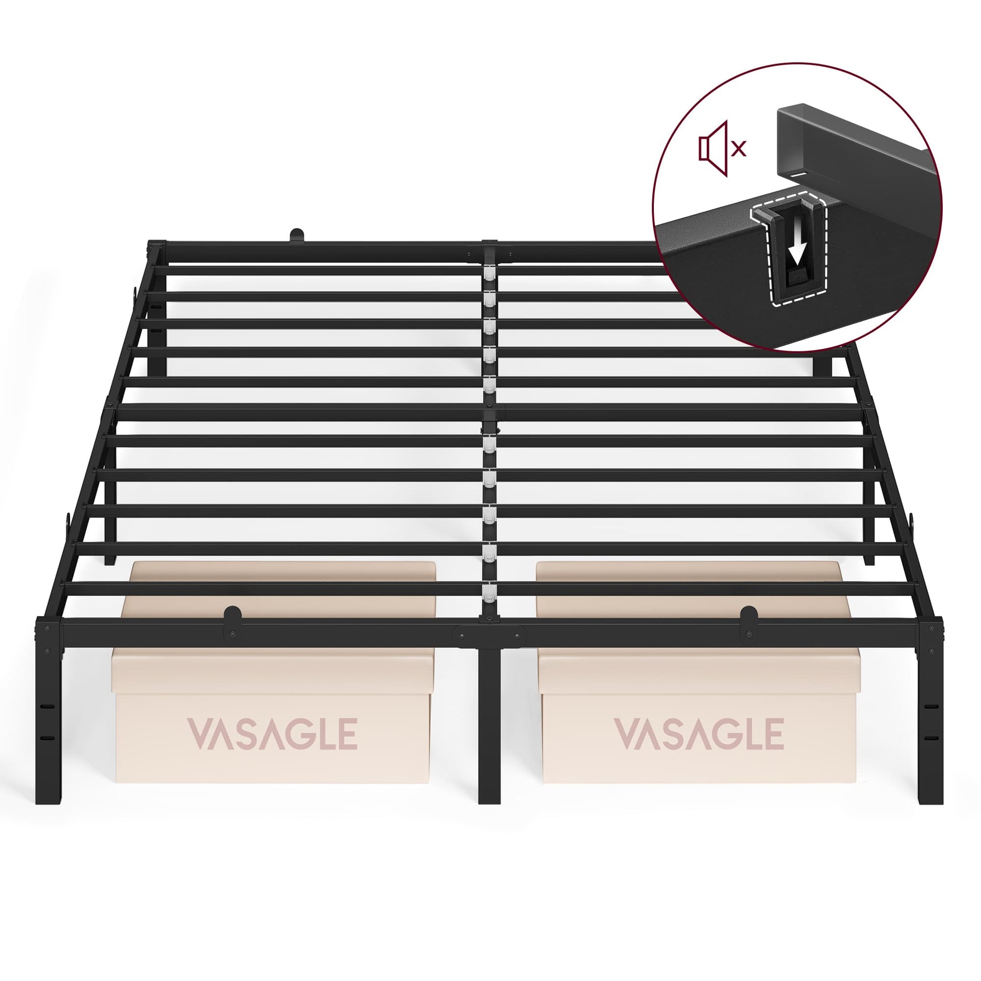 Metalen tweepersoonsbedframe met opbergruimte eenvoudig